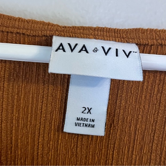 Ava & Viv guaze blouse top womens 2x burnt orange brown peasant boho bishop soft - Picture 6 of 11